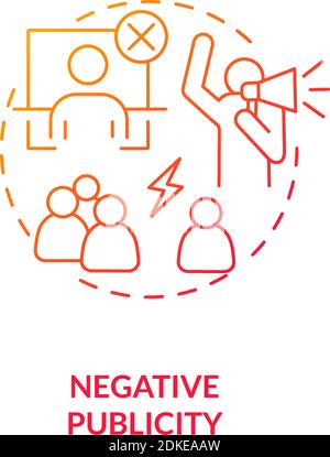 Negative publicity red gradient concept icon Stock Vector