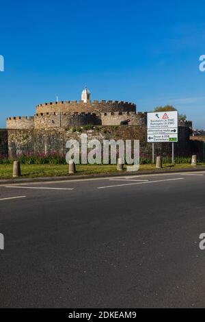 England, Kent, Deal, Deal Castle and Road Sign Stock Photo