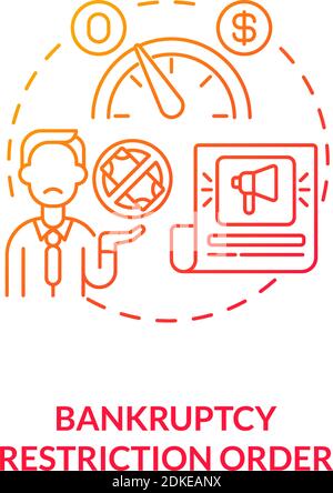 Bankruptcy restriction order red gradient concept icon Stock Vector