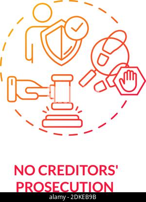 No creditors prosecution red gradient concept icon Stock Vector