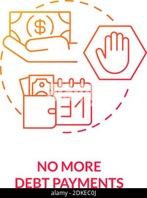 No more debt payment red gradient concept icon Stock Vector