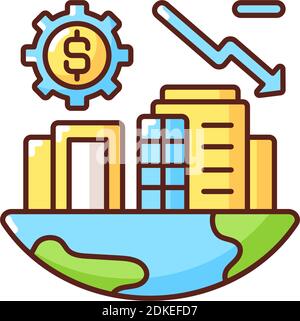 Economic crisis RGB color icon Stock Vector