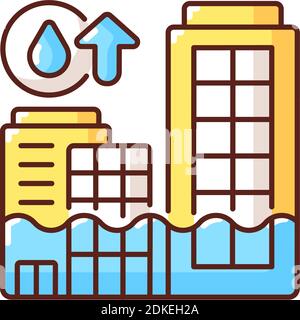 Rising seas RGB color icon Stock Vector