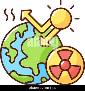 Radiative forcing RGB color icon Stock Vector
