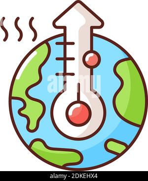 Global warming RGB color icon Stock Vector