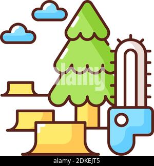Deforestation RGB color icon Stock Vector