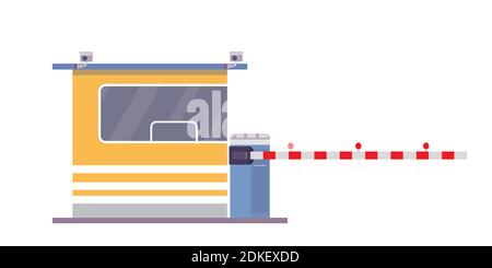 Security cabin and gate,isolated on white background,flat vector illustration Stock Vector