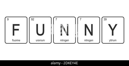 The chemical elements of the periodic table,funny phrase - FUNNY on white background,vector illustration Stock Vector