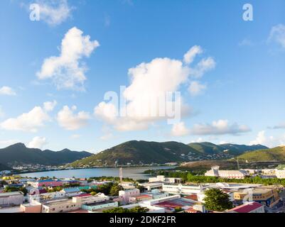 Scenic view of the caribbean island of St.Maarten. The island of Dutch Sint Maaarten.