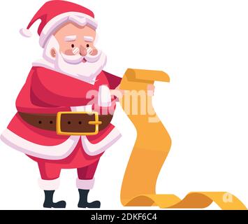 cute santa claus reading gifts list character vector illustration design Stock Vector