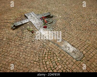 Jan Palach Memorial on Wenceslas Square in Prague at night Stock Photo