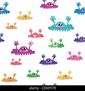 seamless pattern with monsters halloween on a white background. Stock Vector