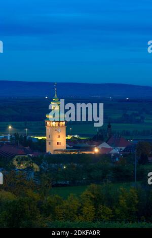 Retz, city Retz with Town Hall tower, vineyard, Weinviertel region, Niederösterreich / Lower Austria, Austria Stock Photo