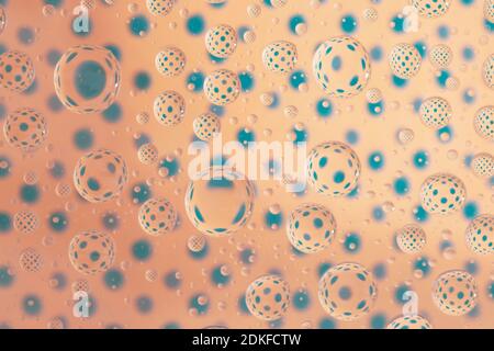 abstract selective focus colorful background with water drops. water bubbles multiple reflections. Stock Photo