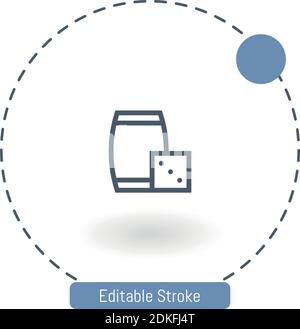 dices vector icon editable stroke outline icons for web and mobile Stock Vector