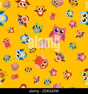 Cute Owl Pattern Seamless Background Vector Illustration Stock Vector