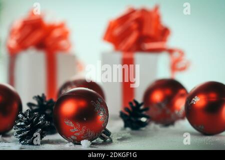 christmas gift with decoration isolated on white background Stock Photo