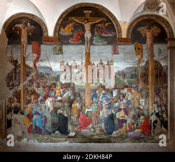 Italian Renaissance Donato Montorfano 1460 - 1502. Crucifixion . 1495. fresco cm 455 x 810. Stock Photo