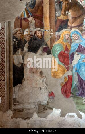 Art, Italian Renaissance art, Donato Montorfano 1460 - 1502, title of the work, Crucifixion , 1495, fresco cm 455 x 810, detail with Lodovico il Moro Stock Photo