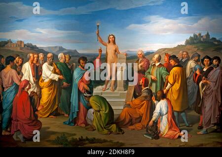 Luigi Mussini. 1813-1888. The triumph of Truth. oil painting on canvas cm 143.5 x 213. Stock Photo