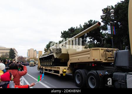 The 2S7 Pion or Malka is a Soviet self-propelled 203mm heavy artillery. Baku - Azerbaijan: 10 December 2020 Stock Photo