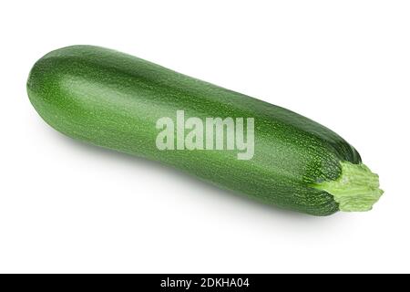 Fresh whole zucchini isolated on white background with clipping path and full depth of field. Stock Photo