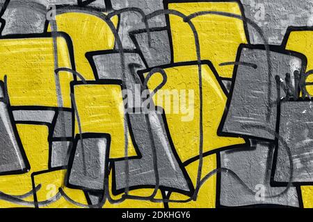 Illuminating and Ultimate Grey colored street graffity Stock Photo