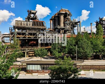 Landscape park, steelworks, blast furnace, monument, place of interest, industrial culture, industrial monument, Thyssen steelworks, metropolitan region, cultural capital, iron and steel works, LaPaDu, Landi Stock Photo