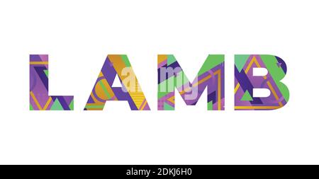 The word LAMB concept written in colorful retro shapes and colors illustration. Stock Vector