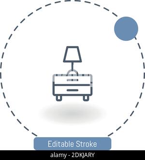 night stand vector icon editable stroke outline icons for web and mobile Stock Vector