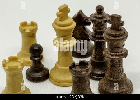 Chess pieces with white background. Stock Photo