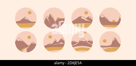Mountains and sun abstract hand drawn illustration. Vintage style drawing  mountain circle logo template. Outdoor activity travel and tourism graphic  s Stock Vector Image & Art - Alamy