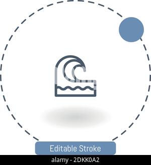 wave vector icon editable stroke outline icons for web and mobile Stock Vector