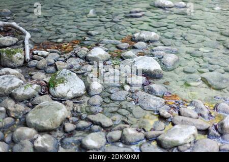 small river with gray stones Stock Photo