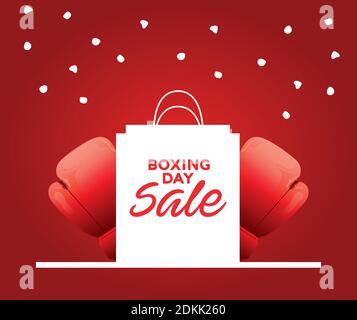 boxing day sale lettering with shopping bag and gloves vector illustration design Stock Vector