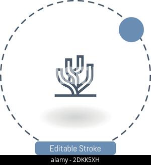 coral vector icon editable stroke outline icons for web and mobile Stock Vector