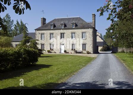 Hotel Le Grand Hard, a traditional Normandy farm chateau near Sainte-Marie-du-Mont and Utah Beach in Normandy, France. Stock Photo