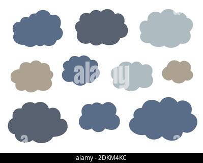 Set with simple minimalistic clouds in doodle style. Stock Vector