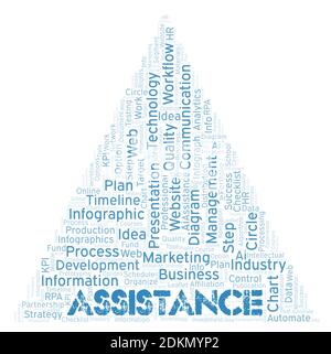 Assistance typography word cloud create with text only. Stock Photo