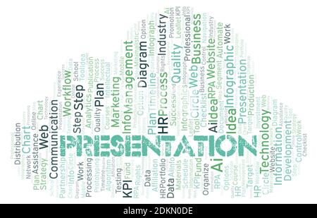 Presentation typography word cloud create with text only. Stock Photo