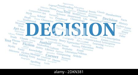 Decision typography word cloud create with text only Stock Photo
