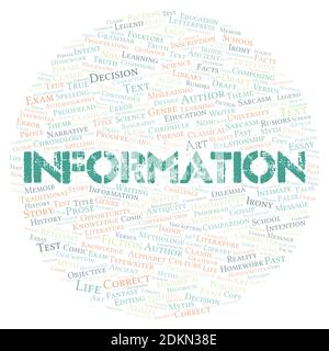 Information typography word cloud create with text only Stock Photo