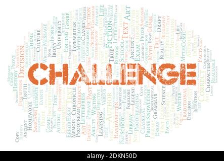 Challenge typography word cloud create with text only Stock Photo