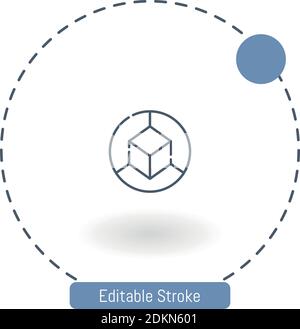 d cube vector icon editable stroke outline icons for web and mobile Stock Vector