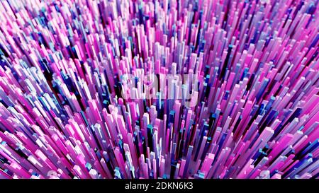 Scatter landscape of many blue and purple cubes Stock Photo