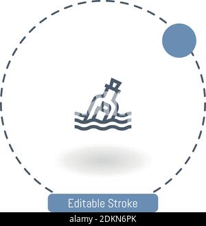 message in a bottle vector icon editable stroke outline icons for web and mobile Stock Vector