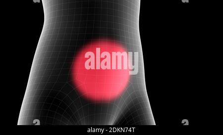 3d illustration of a woman xray hologram showing pain area on the chest area Stock Photo