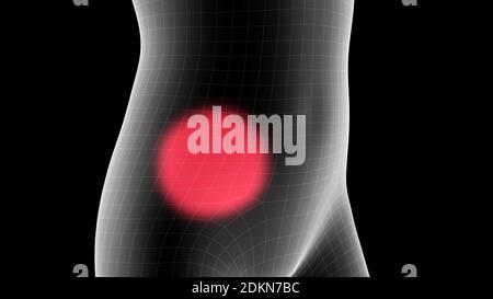 3d illustration of a woman xray hologram showing pain area on the chest area Stock Photo