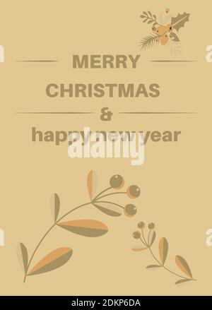 Elegant merry christmas and happy new year card with gold pattens - vector illustration Stock Vector