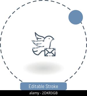 carrier pigeon vector icon editable stroke outline icons for web and mobile Stock Vector